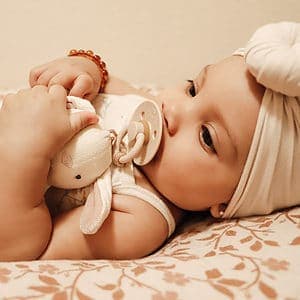 Itzy Ritzy - Bitzy Pal Pacifier & Lovey Set; Detachable Bunny Lovey & Coordinating Natural Rubber Pacifier; Ideal for Ages 0- 6 Months, Bunny