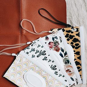 Itzy Ritzy Reusable Wipe Pouch – Take & Travel Pouch Holds Up To 30 Wet Wipes, Includes Silicone Wristlet Strap, Desert Sunrise Rainbow