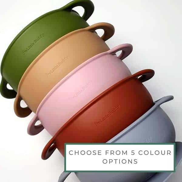 A stack of bowls with the words choose from 5 colour options.