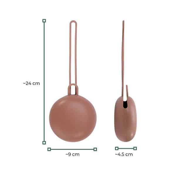 A pair of brown spoons and a measuring tape.