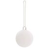A white ball hanging on a white string.