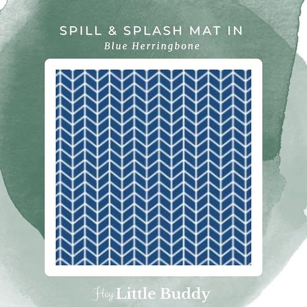 Spill & splash mat in blue herringbone - anti-slip.
