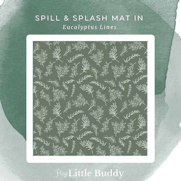 Spill & splash mat in eucalyptus linens - Anti-Slip Baby Play Mat