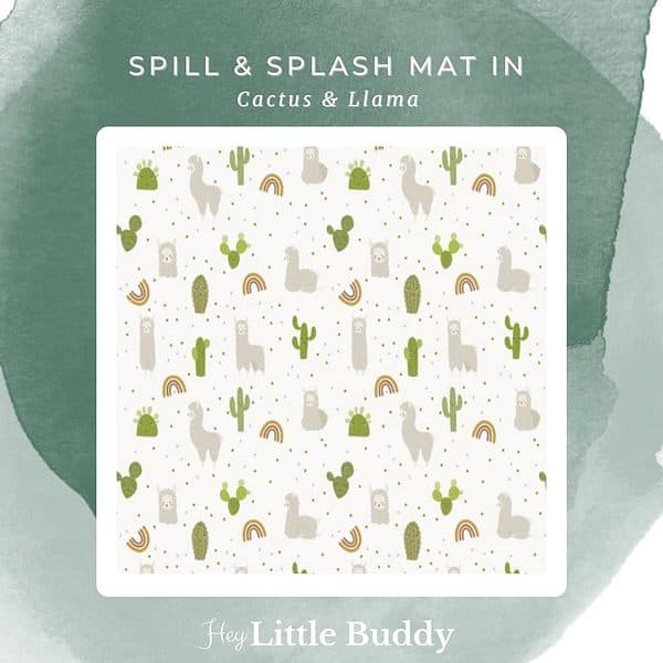 Spill & Splash Mat in cactus and llama.